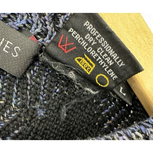 Jhane Barnes VTG Textured Blue Waves Mercerized Cotton Wool Sweater Size L - Picture 7 of 7